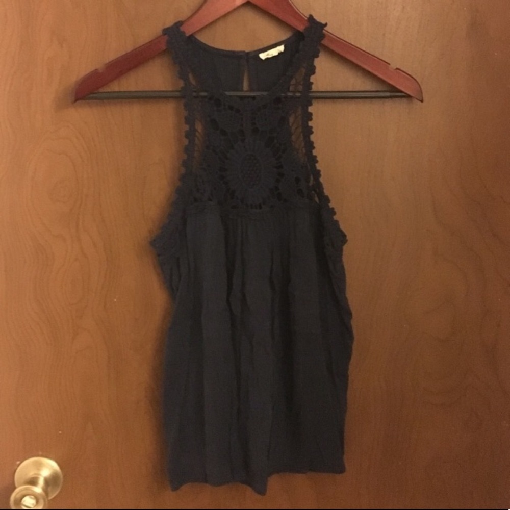Hollister Navy Crochet Tank